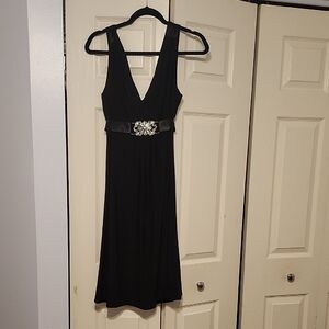 Scarlett Nite Black Midi Dress with Embellished Belt